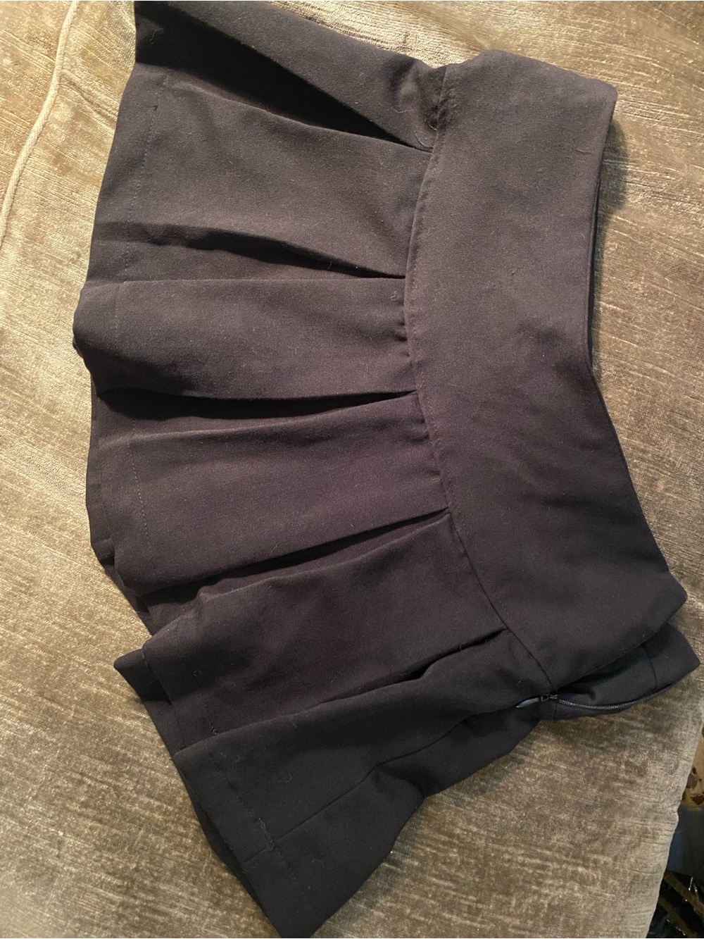 Pleated Black Mini Skirt with Wide Waistband